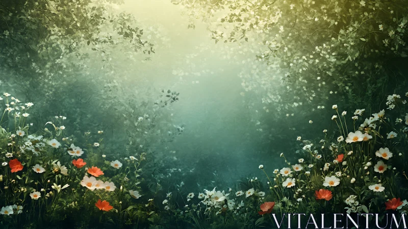 Garden Dreams: Where Daisies Dance in Emerald Light.