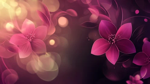 Floral Composition with Pink Blossoms and Bokeh Effect