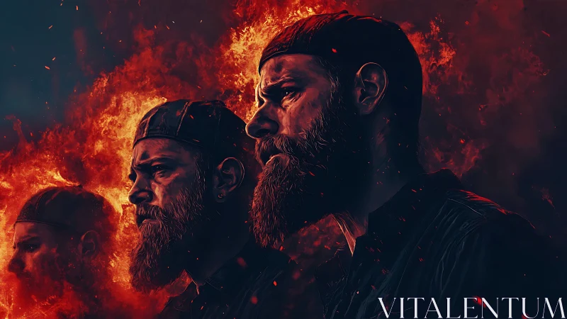 Bearded man&rsquo;s fiery triptych emerges from blazing red shadows