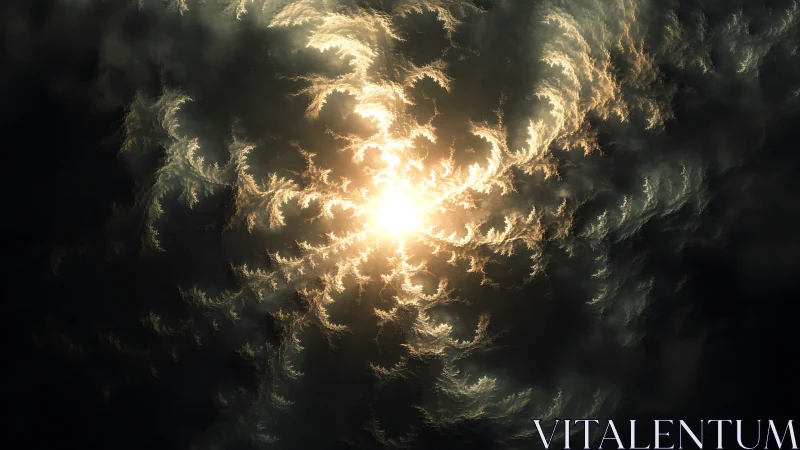 Fractal solar vortex illuminated by radiant central core.