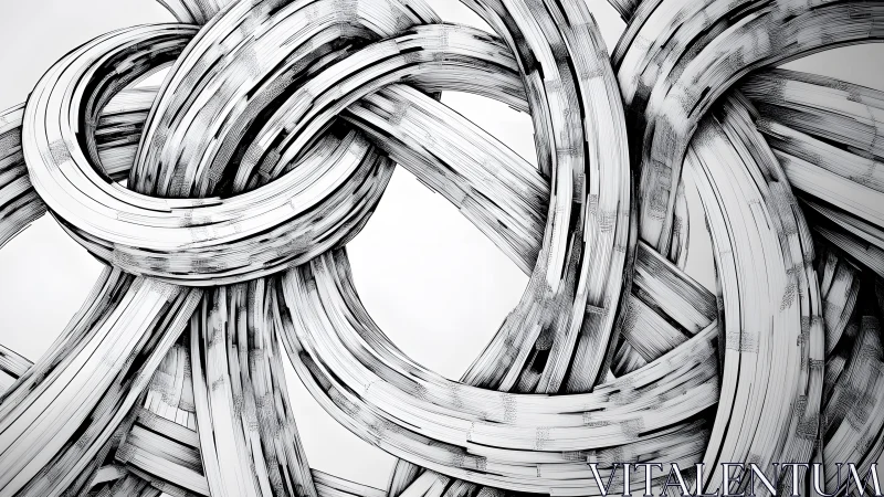 Intricate Monochrome Knot Abstract Art with Dynamic Linework.