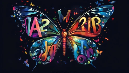 Chromatic code-butterfly unfurls data wings in neon night.