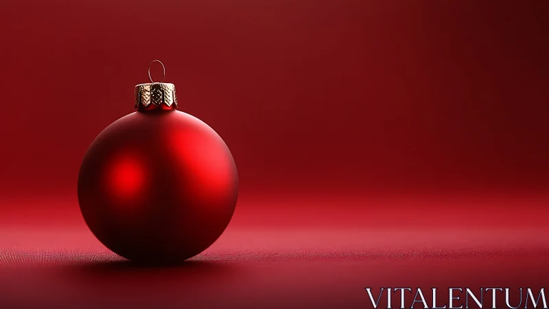 Red Christmas bauble rests on smooth monochrome surface