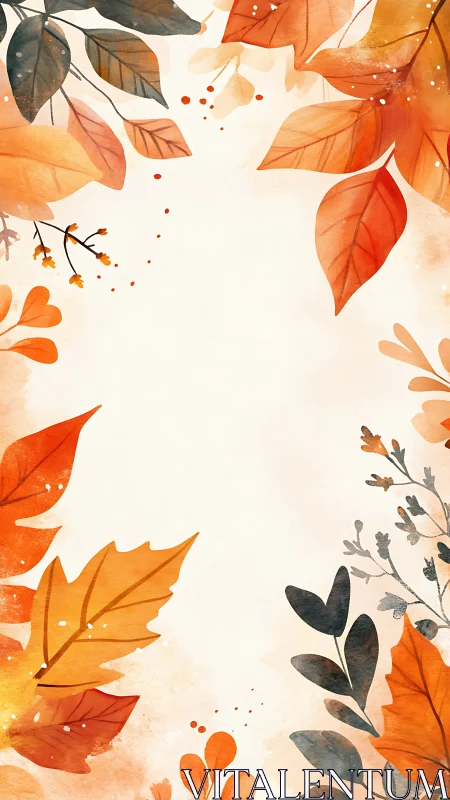 Autumn watercolor foliage frames soft blank background beautifully.