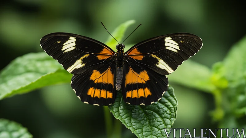 Butterfly orchestra pauses mid-concert on emerald leaves