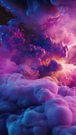 Volumetric nebula plumes with high‑contrast emissive core lighting