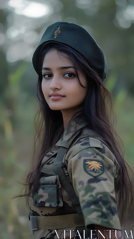 Soft morning light crowns a young cadet in quiet resolve