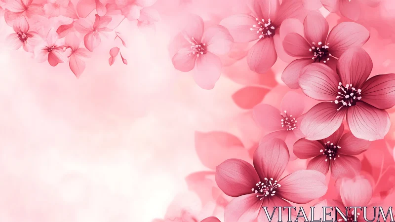 Pink Floral Composition with Soft Gradient Background