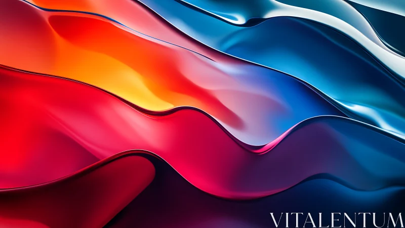 Fluid gradient ribbons in red orange and blue abstraction.