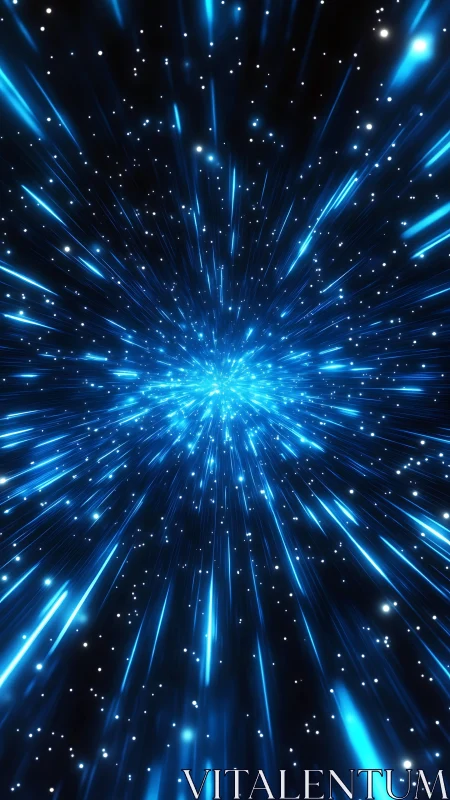 Starlit data stream bursting into electric cosmic midnight.