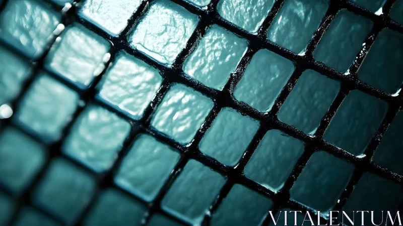 Close-up of Blue Glass Tiles with Glossy Finish in Abstract Style.