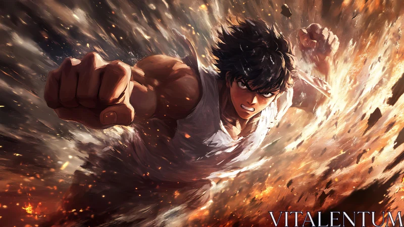 Fist of comet fire shatters the sky in blazing motion.