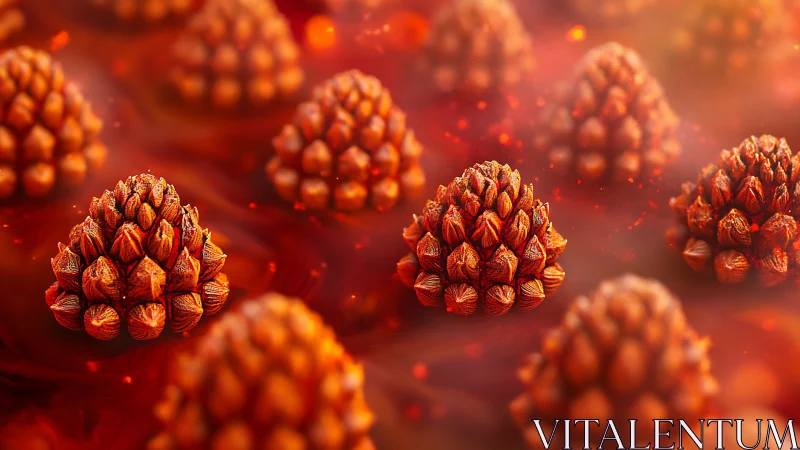 Clustered spore-like structures rendered with shallow depth of field