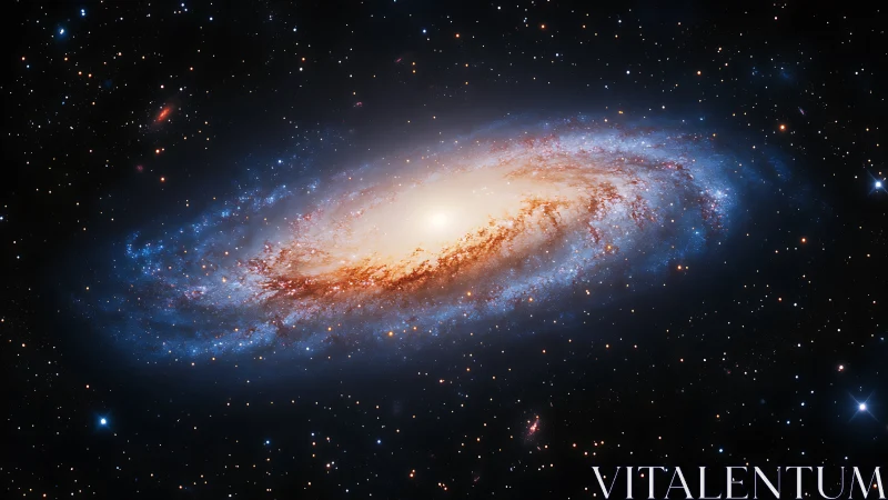 Edge-on barred spiral galaxy with luminous stellar bulge.