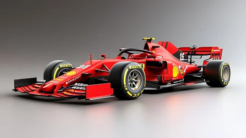 High-fidelity 3D render of red Formula 1 racing car model
