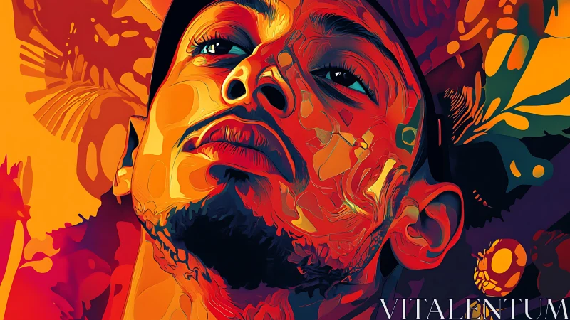 Molten neon portraits a dreamer crowned in tropical blaze