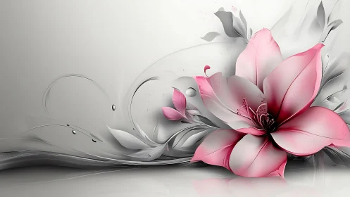 Dimensional Pink Magnolia with Ethereal Gradient Flow.