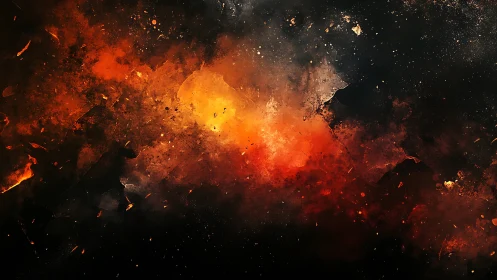 Explosive dispersal pattern with radiant heat gradient.