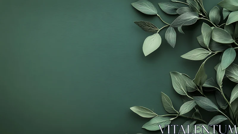 Green background supports diagonally arranged artificial foliage