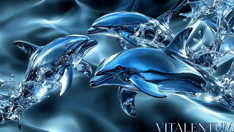 Chromed dolphins surge through liquid metal surf. Period.