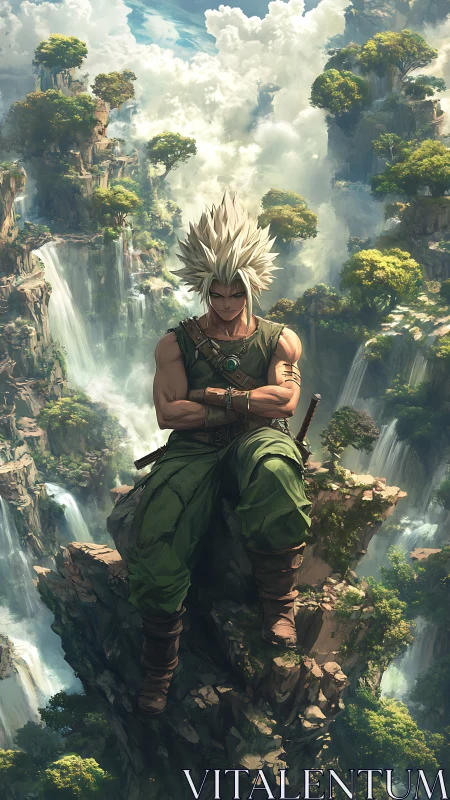 Storm-haired wanderer above the thunderfall jungle hush.