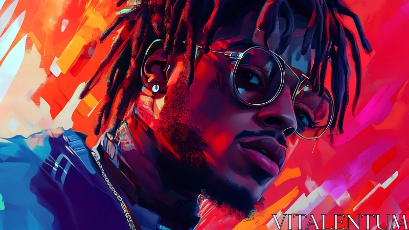 Neon-splashed portrait of a cool gaze in electric reds.