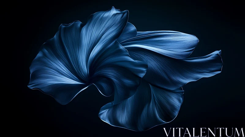 Parametric blue petal structure with sculpted micro-ridges.