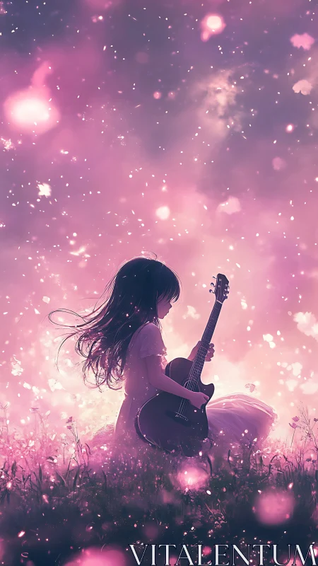 Starlit meadow ballad with a quiet, guitar-cradling dreamer.
