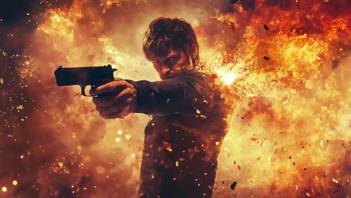 Action Figure Rendered with Volumetric Fire Effects and Motion Blur