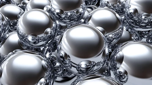 Clustered reflective chrome spheres with smooth highlights.