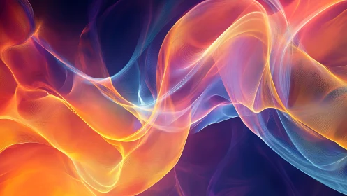 Luminous gradient waves in flowing abstract mesh ribbons.