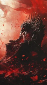 Thorn crowned dragon broods upon a blood-forged throne
