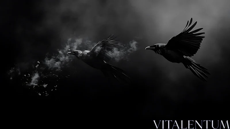 Midnight ravens in drifting smoke and quiet broken light.