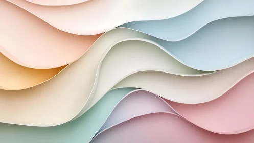 Layered pastel waves form smooth flowing abstract surface