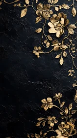 Gold floral relief ornament contrasts with dark textured slate