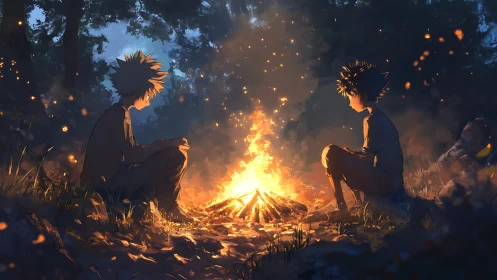Two quiet dreamers trade stories with the whispering campfire