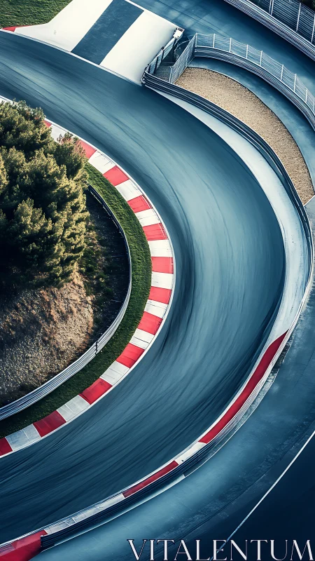 Curved racetrack chicane with barriers and runoff area.