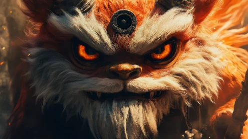 Ember-Eyed Forest Guardian With Smoldering Mischief Glare.