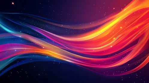 Radiant ribbons of color flow gently across a starry night