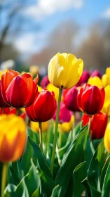 Radiant Tulip Symphony: Vibrant Garden Chorus in Full Bloom.