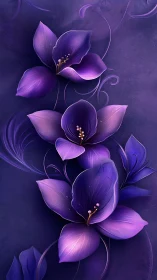 Purple Bloom Cascade: Luminescent Petals Unfold in Twilight.