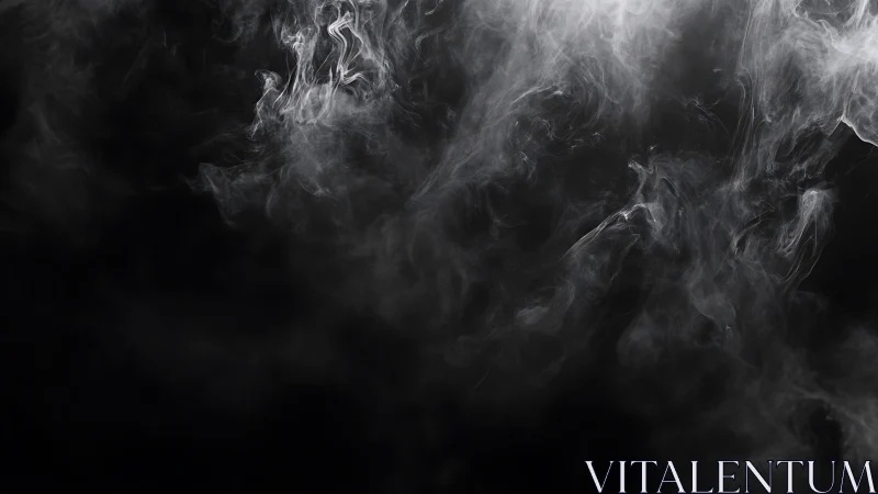 Swirling silver smoke drifting through deep black void.