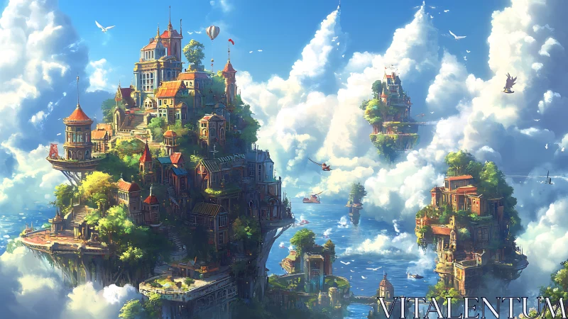 Floating Sky Citadel: Ornate Architecture in Ethereal Cloud Realm.