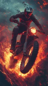 Motorcyclist rides through explosive ring of fire at speed