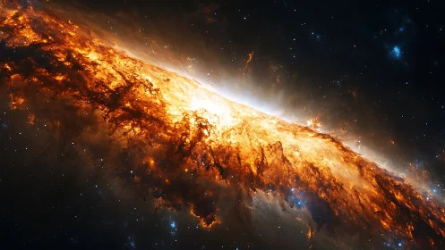 Astrophysical starburst galaxy disk with turbulent plasma flare.