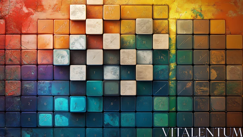 Chromatic gridscape where melting pixels form a quiet skyline.