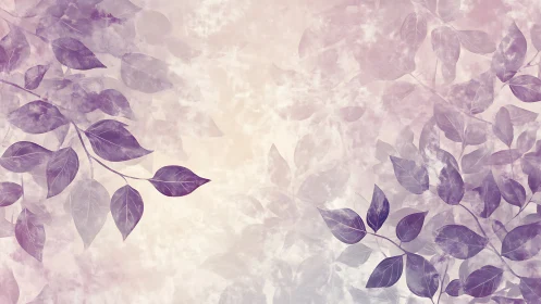 Whispering violet leaves drift through soft pastel haze.