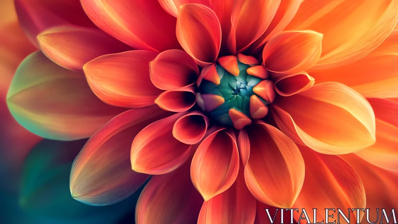 Radiant Dahlia Bloom in Warm Fiery Tones.