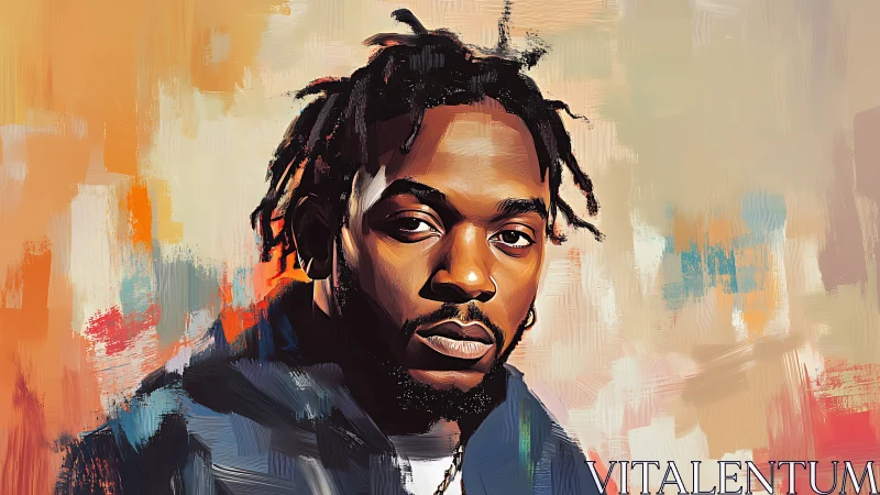 Digital portrait captures contemplative man against abstract color