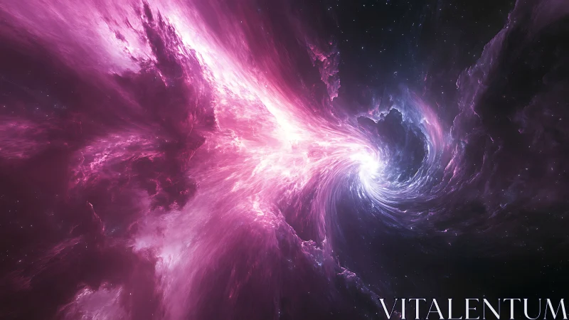 Cosmic vortex pirouettes through neon magenta starlight